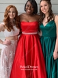Princess Square Neckline Sweep Train Tulle Appliques Lace Prom Dresses