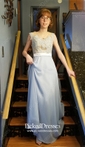 Affordable Scoop Neck Blue Chiffon Tulle Appliques Lace Floor-length Bridesmaid Dresses