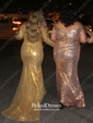 Trumpet/Mermaid Off-the-shoulder Sweep Train Sequined Sequins Prom Dresses