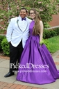 Princess Scoop Neck Floor-length Satin Beading Prom Dresses