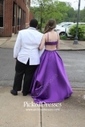 Princess Scoop Neck Floor-length Satin Beading Prom Dresses