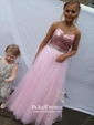 Classy Princess Sweetheart Tulle Sequined Beading Floor-length Prom Dresses