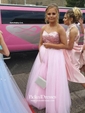 Classy Princess Sweetheart Tulle Sequined Beading Floor-length Prom Dresses