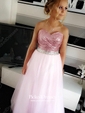 Classy Princess Sweetheart Tulle Sequined Beading Floor-length Prom Dresses