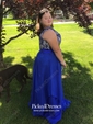 Scoop Neck Lace Chiffon Floor-length Sashes / Ribbons Royal Blue Bridesmaid Dresses