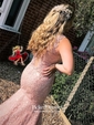 Gorgeous V-neck Lace Tulle with Beading Trumpet/Mermaid Prom Dress