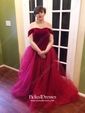 Ball Gown Off-the-shoulder Floor-length Tulle Velvet Prom Dresses