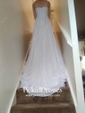 A-line V-neck Court Train Chiffon with Ruffles Wedding Dresses