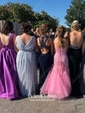 Ball Gown Scoop Neck Floor-length Satin Ruffles Prom Dresses