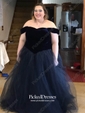 Ball Gown Off-the-shoulder Floor-length Tulle Velvet Prom Dresses