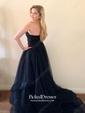 Princess Sweep Train Sweetheart Ruffles Tulle Affordable Prom Dresses