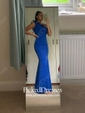 Trumpet/Mermaid One Shoulder Floor-length Stretch Crepe Draped Prom Dresses