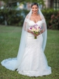 V-neck Lace Tulle Court Train Appliques Lace Graceful Trumpet/Mermaid Wedding Dresses