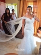 V-neck Lace Tulle Court Train Appliques Lace Graceful Trumpet/Mermaid Wedding Dresses