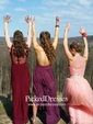 Summer A-line Halter Chiffon Floor-length Split Front Backless Bridesmaid Dresses