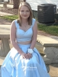 A-line V-neck Satin with Ruffles Floor-length Blue Two Piece Different Prom Dresses