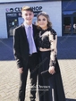 New Two Piece A-line Scoop Neck Black Satin Tulle Appliques Lace Floor-length Long Sleeve Prom Dresses