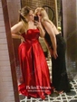 Princess Sweetheart Sweep Train Satin Ruffle Prom Dresses