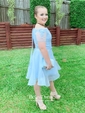 A-line Off-the-shoulder Satin Organza Short/Mini Sashes / Ribbons Short Prom Dresses