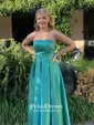 Princess Sweetheart Sweep Train Satin Ruffle Prom Dresses