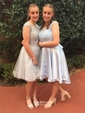 A-line Scoop Neck Tulle Short/Mini Appliques Lace Pretty Short Prom Dresses