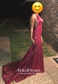 Trumpet/Mermaid V-neck Burgundy Sequined Sweep Train Prom Dress