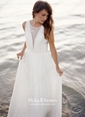 Ivory Chiffon Lace Scoop Neck with Buttons Promotion Wedding Dresses