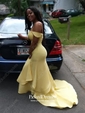 Trumpet/Mermaid Off-the-shoulder Sweep Train Jersey Cascading Ruffles Prom Dresses