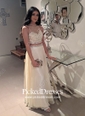 A-line Scoop Neck Chiffon Tulle with Beading Sweep Train Two Piece Prom Dresses