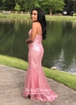 Trumpet/Mermaid Strapless Sweep Train Sequined Prom Dresses