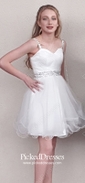 A-line Sweetheart Tulle Short/Mini Beading Short Prom Dresses