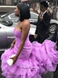 Trumpet/Mermaid Green Organza Court Train Cascading Ruffles Expensive Prom Dress