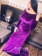 Trumpet/Mermaid V-neck Sweep Train Velvet Prom Dresses