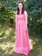 Affordable A-line Scoop Neck Lace Chiffon Floor-length Bridesmaid Dresses