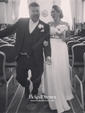 Fabulous A-line Scoop Neck Chiffon Tulle Appliques Lace Sweep Train Short Sleeve Wedding Dress