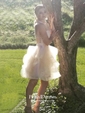 Ball Gown High Neck Organza Tulle Short/Mini Beading Short Prom Dresses