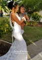 Lace Trumpet/Mermaid V-neck Sweep Train Appliques Lace Wedding Dresses