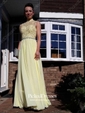 High Neck Open Back Tulle Chiffon Floor-length Beading Popular Prom Dress