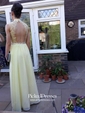 High Neck Open Back Tulle Chiffon Floor-length Beading Popular Prom Dress