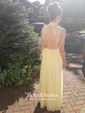 High Neck Open Back Tulle Chiffon Floor-length Beading Popular Prom Dress